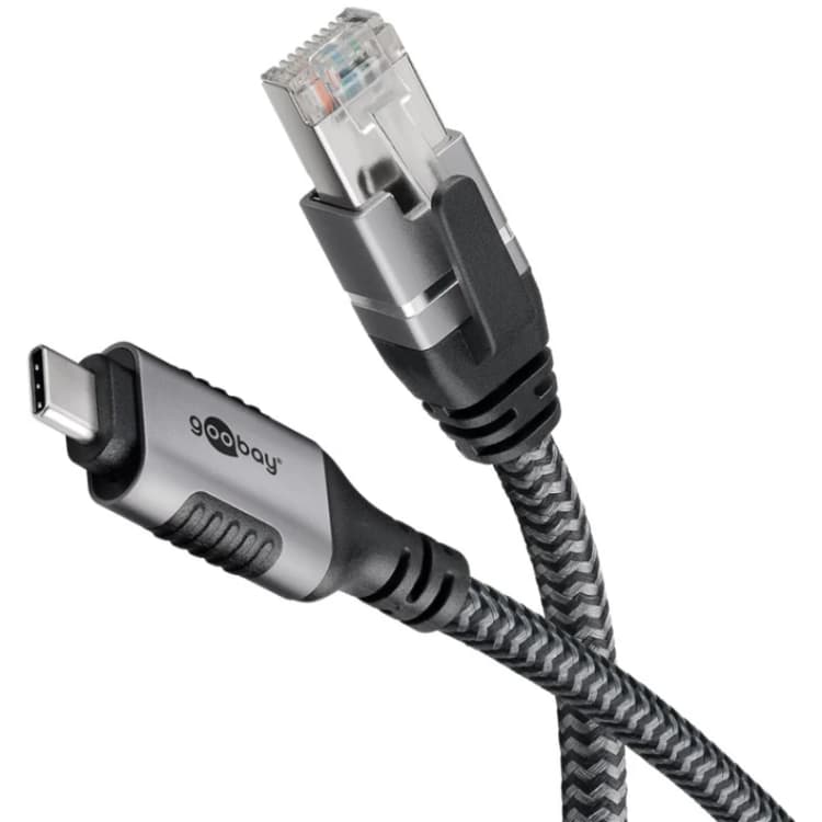 Image of Goobay 70696 cable gender changer USB C RJ-45 Black. Silver