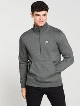 Image of Nike Sportswear Club Half Zip Sweat Charcoal Heather Size M Men