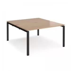 Image of Adapt back to back desks 1400mm x 1600mm - Black frame and beech top