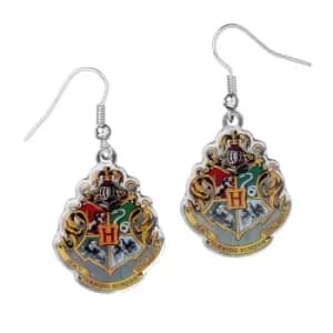 Image of Harry Potter Hogwarts Silver Plated Earrings (One Size) (Multicoloured)