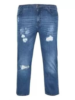 Image of BadRhino Ripped Denim Jean, Blue, Size 56, Inside Leg 34, Men