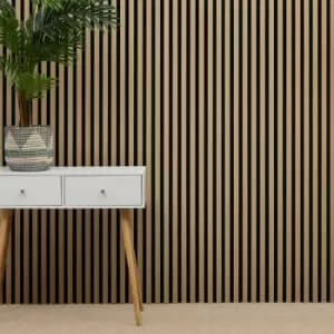 Image of Acoustic Slatted Wall Panel Decorative Slat 3D - Oak Natural