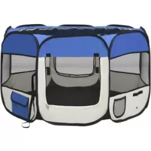 Image of Vidaxl - Foldable Dog Playpen with Carrying Bag Blue 110x110x58cm Blue