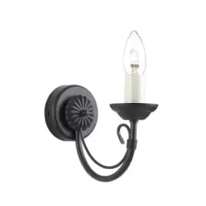 Image of Wall Light Gothic Style Wire Bound Arm Ivory Candle Black LED E14 60W
