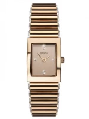Image of Sekonda Ladies Seksy Edge Silver Stone Set Rose Gold Plated...