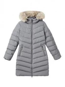 Image of Calvin Klein Jeans Long Down Fitted Padded Coat - Cream