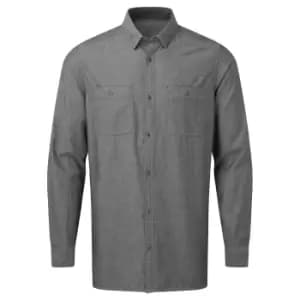Image of Premier Mens Chambray Organic Long-Sleeved Shirt (S) (Grey Denim)