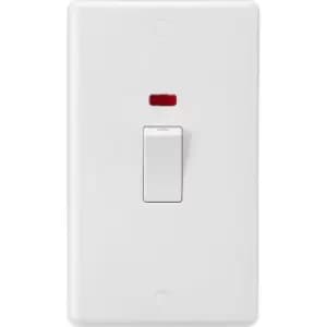 Image of MLA Knightsbridge Curved Edge 45A 2 Gang DP Switch With Neon (White Rocker) - CU8332NW