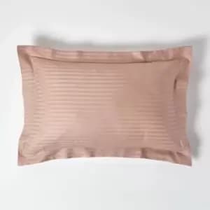 Image of Taupe Beige Egyptian Cotton Satin Stripe Oxford Pillowcase 330 Thread Count - Beige - Beige - Homescapes