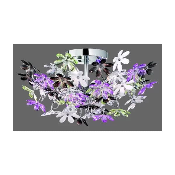 Image of Flower Young living 4 Light Semi Flush Ceiling Light Chrome
