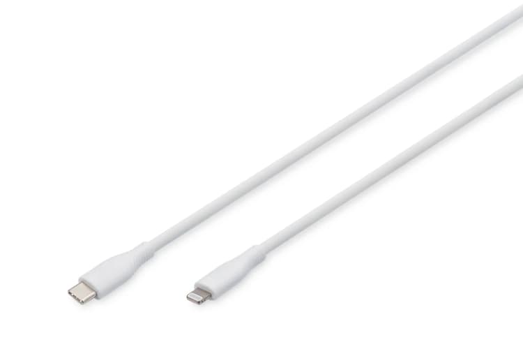 Image of Digitus Lightning silicone connection cable. USB-C - Lightning. 1m. wh