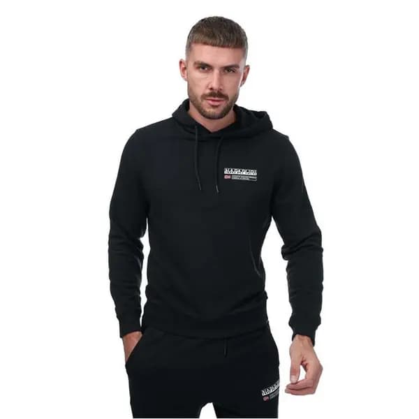 Image of Napapijri Kasba Logo Hoody Crew Sweaters S Black 30493003350