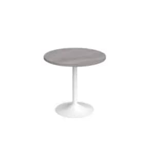 Image of Genoa circular dining table with white trumpet base 800mm - grey oak