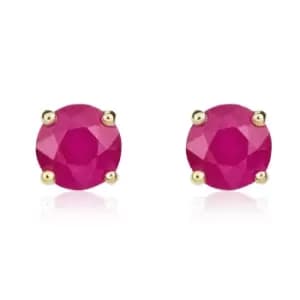 Image of 9ct Yellow Gold Ruby 5mm Round Claw Set Stud Earrings