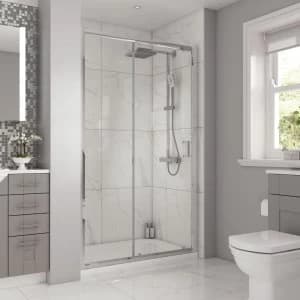 Image of Wickes Rectangular Slider Semi Frameless Shower Enclosure - Chrome 1000 x 900mm