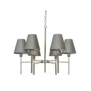 Image of 6 Bulb Chandelier Hanging Pendant LIght Brushed Nickel LED E14 25W Bulb