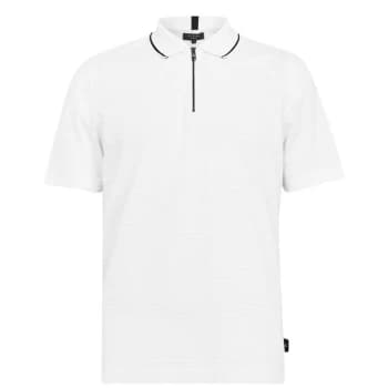 Image of Ted Baker Buer Zip Up Polo Shirt - White
