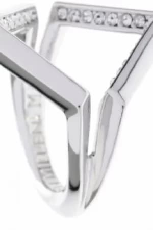 Image of Ladies Karen Millen PVD Silver Plated Angle Crystal Ring Large KMJ802-01-02L