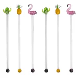 Image of Tropical Glass Cocktail Stirrers - Set of 6 Pukkr