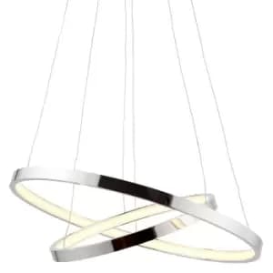 Image of LED Ceiling Pendant Light 20.5W Warm White Chrome Infinity Ring Strip Feature