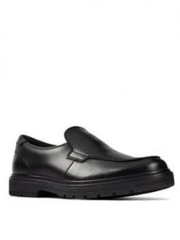 Image of Clarks Youth Loxham Grove Slip On Shoe - Black Leather, Size 3 Older