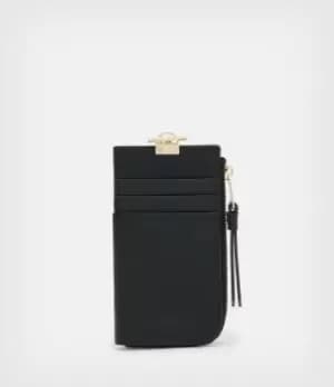 Image of AllSaints Womens Lotte Leather Cardholder, Black