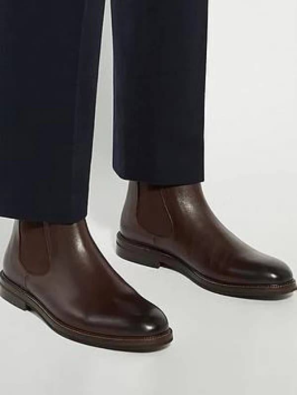 Image of Dune London Dune London Men 'Maisen' Leather Chelsea Boots in Brown Size: 8 Brown 8 Male 5050808716059
