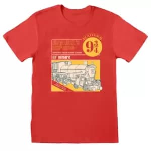 Image of Harry Potter Unisex Adult Manual Cover Hogwarts Express T-Shirt (L) (Red)