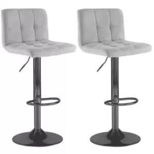 Image of Neo Grey Fabric Bar Stools With Matt Black Legs Set Of Two