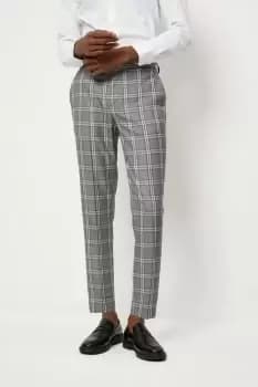 Image of Mens Skinny Fit Grey Textured Check Suit Trousers