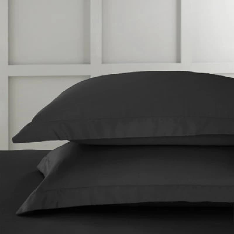 Image of Bianca '400 Thread Count Cotton Sateen' Oxford Pillowcase Pair Black