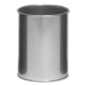 Image of Original Durable 15 Litre Metal Round Waste Basket Silver