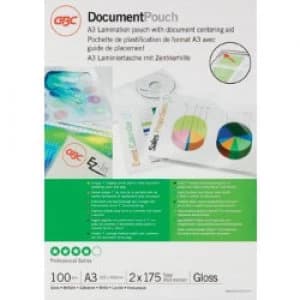 Image of GBC Laminating Pouches Glossy 350 Microns A3 100 Pieces