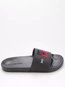 Image of Tommy Hilfiger Th Embroidery Pool Slide - Black, Size 45, Men