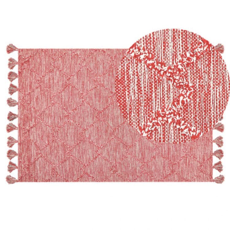 Image of Beliani Rug Nigde Red 140 X 200 Cm Cotton