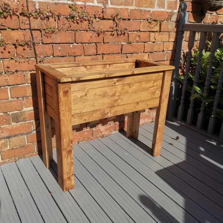 Image of Hand Made Rustic Wooden Medium Raised Garden Trough / Flower Bed Planter