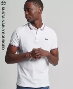 Image of Superdry Mens Organic Cotton Vintage Tipped Polo Shirt Red / Optic/red - Size: L