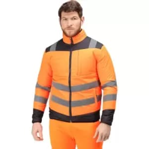 Image of Regatta Mens Baffled Hi-Vis Thermal Top (M) (Orange/Navy) - Orange/Navy
