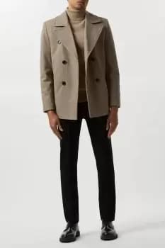 Image of Herringbone Wool Blend Pea Coat