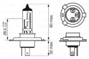 Image of Bosch 1987302048 Headlamp Car Bulb H4 12 V 60/55 W