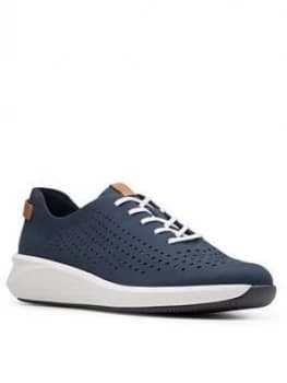 Image of Clarks Un Rio Tie Leather Trainer - Navy