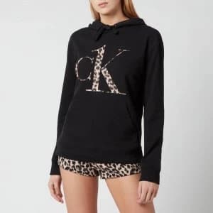 Image of Calvin Klein Womens Leopard Logo Sweatshirt - Black - XS