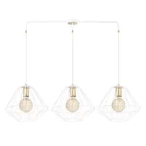 Image of Alteo White Wire Frame Pendant Ceiling Light 3x E27