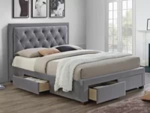 Image of Birlea Woodbury 5ft King Size Grey Upholstered Fabric 4 Drawer Bed Frame