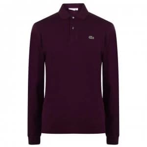 Image of Lacoste Long Sleeve Embroidered Polo Shirt - Burgundy FY5