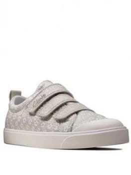 Image of Clarks Childrens City Vibe Canvas Shoe - Silver, Size 10.5 Younger