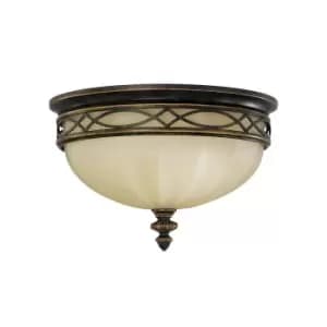 Image of 3 Bulb Flush Light Light Low Ceiling Walnut LED E27 60W Bulb