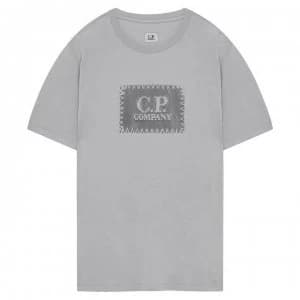 Image of CP COMPANY 30/1 Block Logo T Shirt - Grey/Wht M93