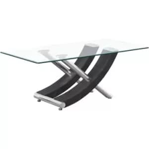 Image of Stunning Italian Design Coffee table in Grey with Clear Glass Top Unique design solid made. - Grey