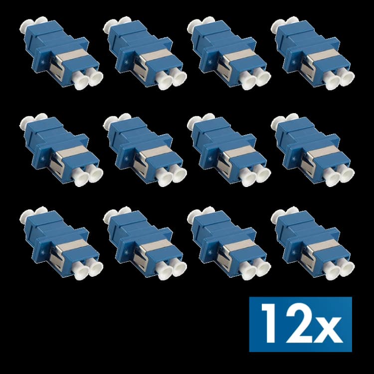 Image of LogiLink Fiber Adapter LC Duplex. 12 pieces. with flange. blue
